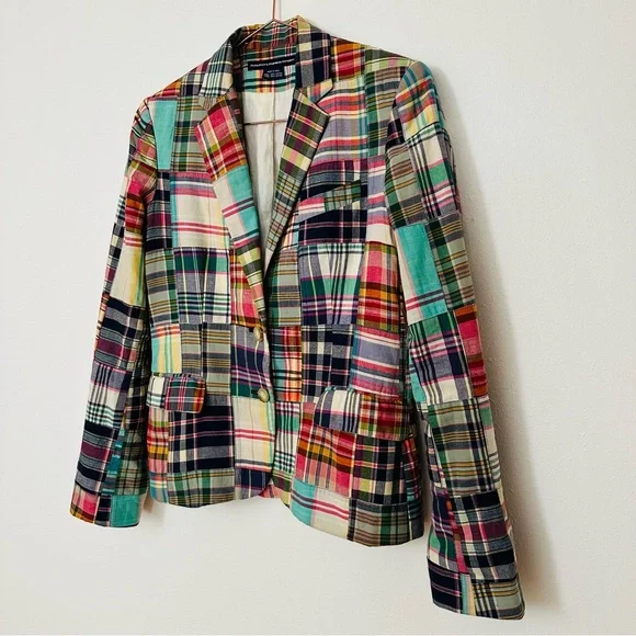 Vintage Ralph Lauren Patchwork Madras Blazer Jacket Plaid Preppy - Picture 8 of 13